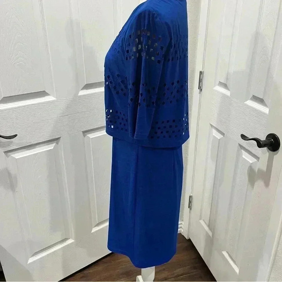 Tahari ASL dark cobalt blue lined with cut outs flattering style - Picture 4 of 10